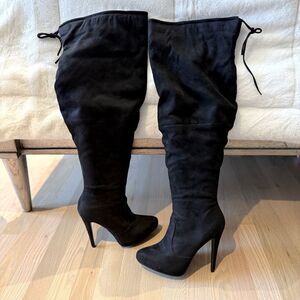 Journee Collection Over-The-Knee Faux Suede Stiletto Boots NEW